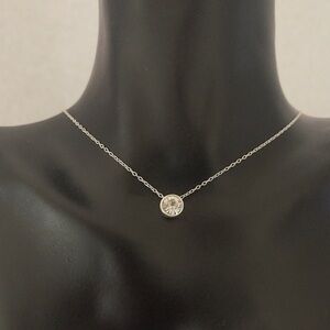 Sterling silver dainty round cut gem necklace